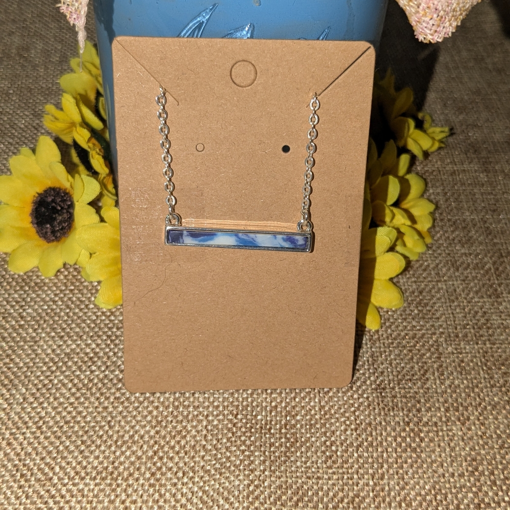 Silver and Blue Bar Necklace